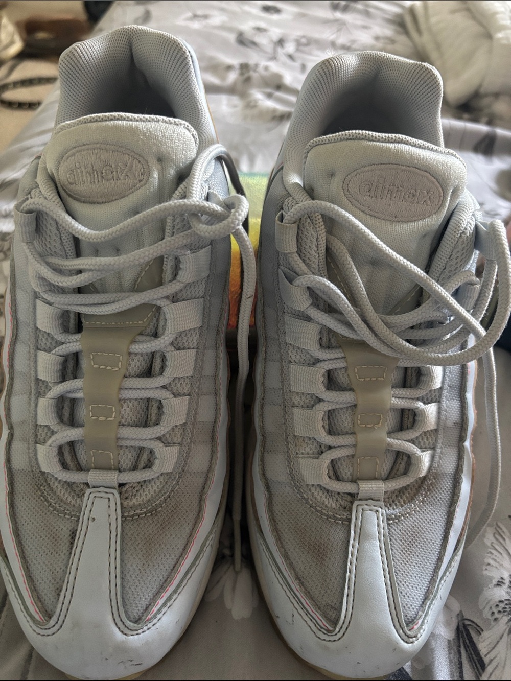 Nike Light Gray and White Air Max Sneakers